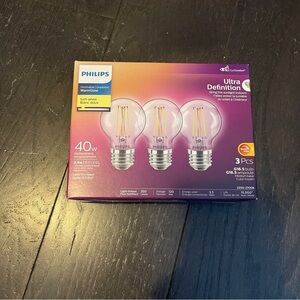 🆕 Philips UltraDefinition LED G16.5 E26 Ampoule Globe 40W (2700K) Dimmable3pack